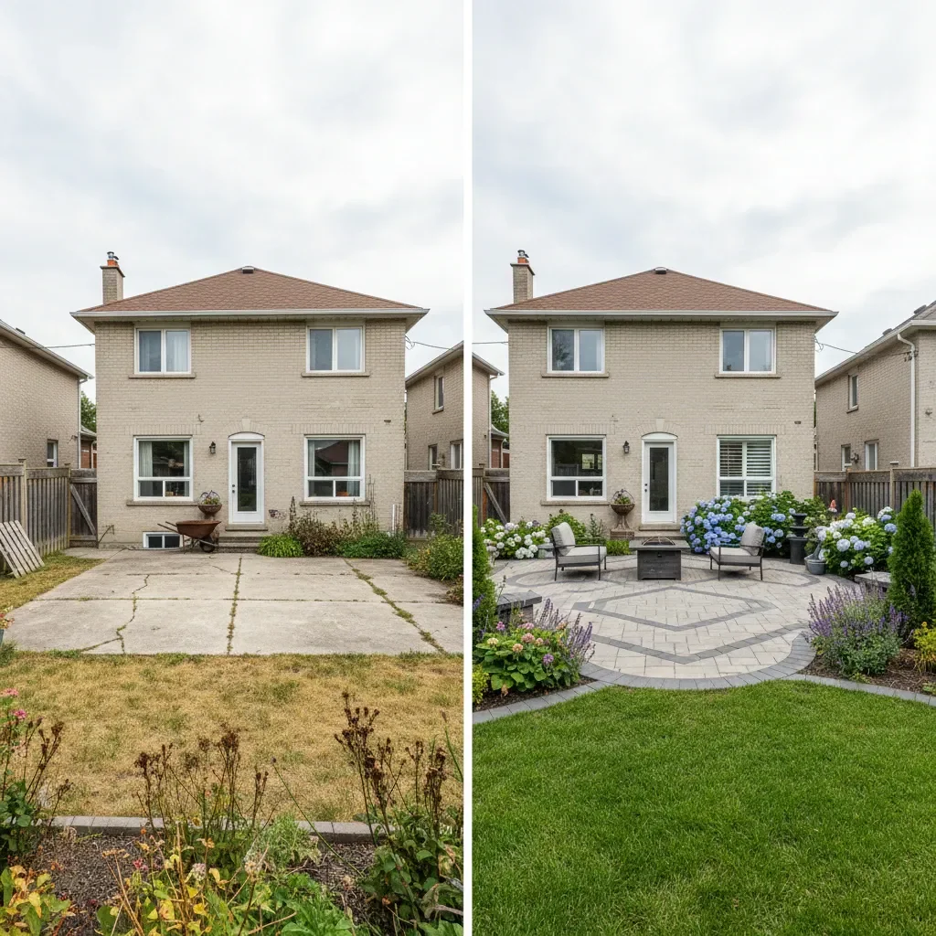 Concrete contractor transformation - before and after by Signature Landscaping Oshawa in Oshawa
